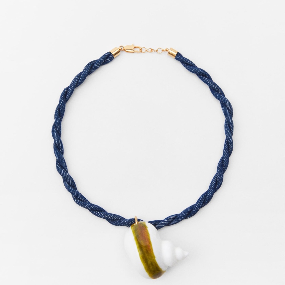 Zara Denim Shell Necklace